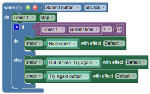 Blocks combined into an action