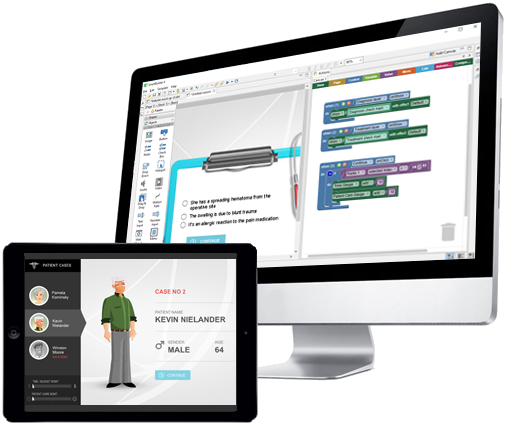 SmartBuilder authoring tool on a mac monitor
