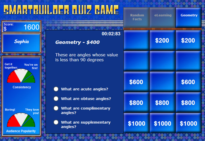 SmartBuilder Quiz Game Elearning Example