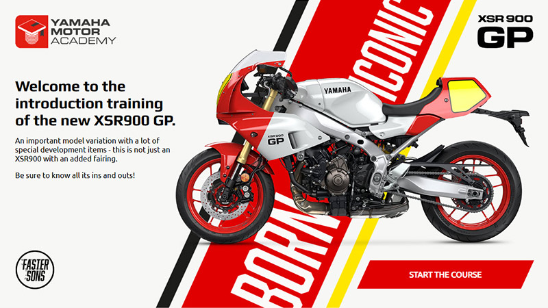 Yamaha XSR900 GP Introduction elearning example smartbuilder screenshot